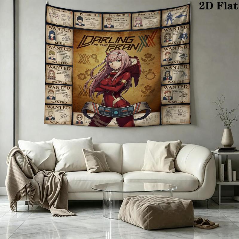 Franxx Wall Tapestry Aesthetic Wall Hanging Printed Fabric Blanket Decorative Tapestries For Bedroom Living Room Home Decor