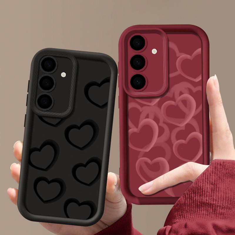 Чехол из ТПУ с вырезом в форме сердца для Samsung Galaxy A56 A36 A16 A55 A54 A15 A14 A25 A53 5G S25 S24 S23 S22 Ultra Plus S24FE