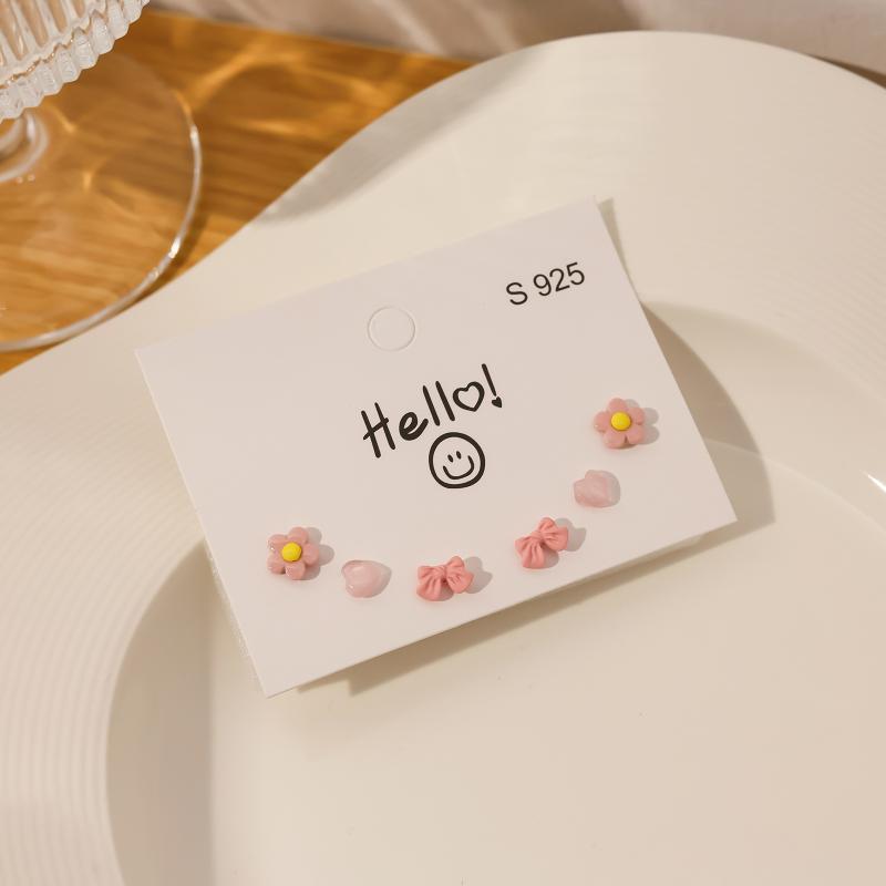 1 Набор Простой и Компактный Набор Сережек-Игл Любовь Геометрическая Комбинация Сережек Милые Сладкие и Универсальные Серьги