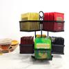 Tea Bag Organizer 2 Tier Metal Tea Bag Storage Holder with 8 Compartments Rotating Tea Bag Caddy