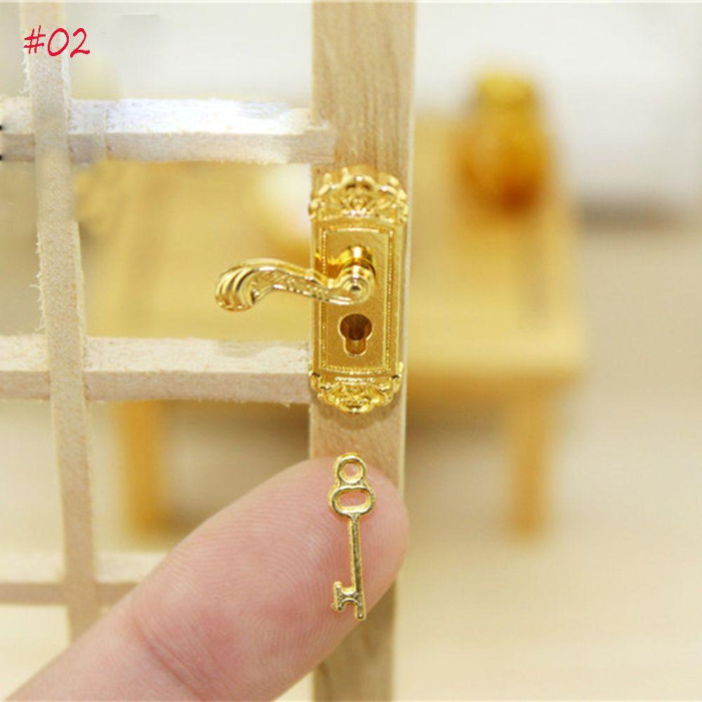 1pc Funny Retro Vintage 1/12 Dollhouse Miniature Key Door Lock Mini