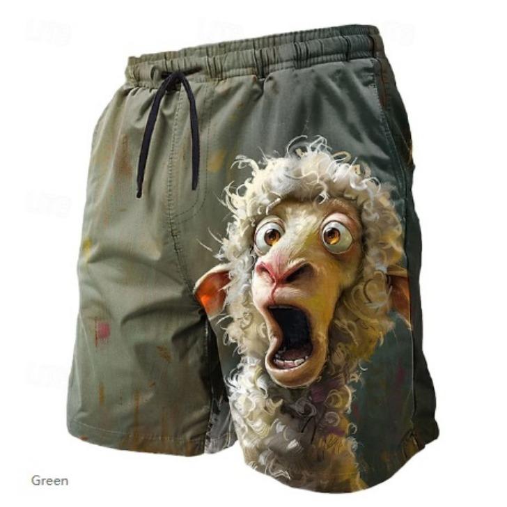Летние 3D Забавные Мультяшные Животные Принт Шорты Модные Повседневные Пляжные Мужские Шорты
