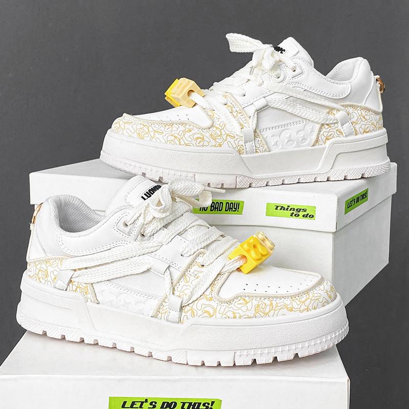 Универсальные по цвету шнурованные повседневные спортивные туфли студенческий тренд универсальные дышащие мужские кеды мужские вулканизированные туфли