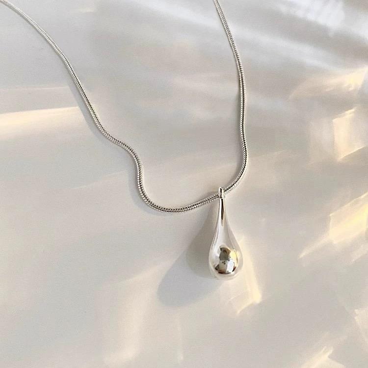 Серебряное ожерелье S925 для женщин, форма капли воды, модное минималистичное колье-подвеска, милое ожерелье-шарм, подарок на день рождения