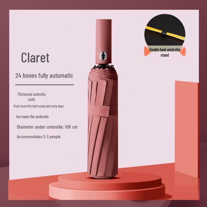 Ультрапрочный зонт-автомат двойного сложения черного цвета с защитой от УФ-лучей.