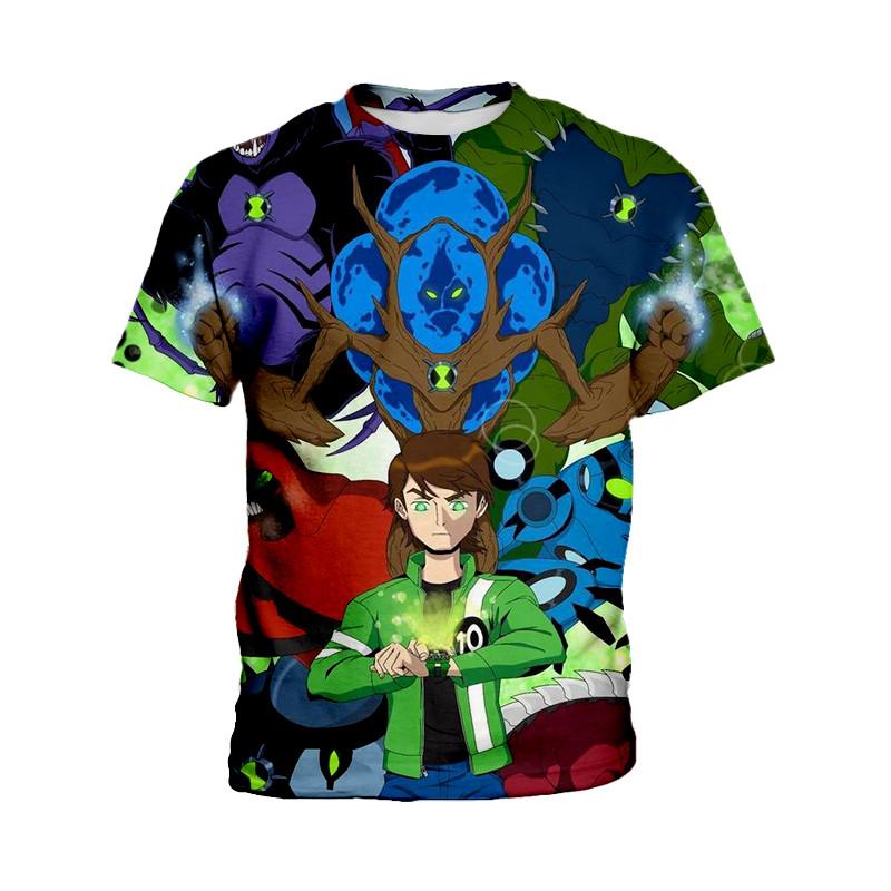 Children Short Sleeve T-Shirt Ben 10 Alien Hero Print Boys Casual Anime Game Top