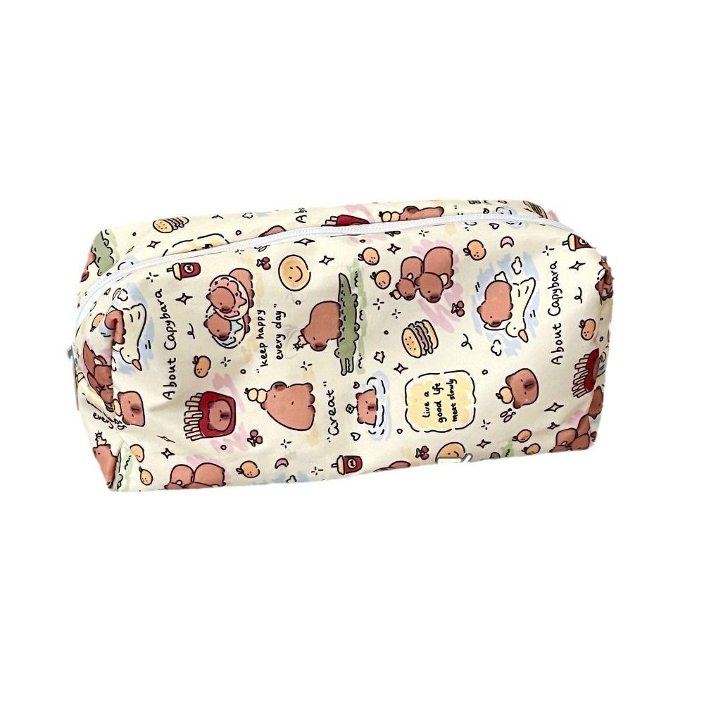 Высококачественный холщовый пенал большой вместимости с капибарой, многофункциональный органайзер для канцелярских принадлежностей, студенческий