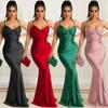 Women Elegant Sleeveless Pleat Sling Suspended Dresses Bridal Maxi Long Dress Host Wedding Bride Bridesmaids Party Gowns