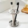 Black Stainless Toothbrush Holder Stand: Rustproof Bathroom Countertop Organizer, 4 Ventilated Slots Hold Manual Toothbrushes, Razor