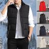 Men Thermal Waistcoat Stand Collar Sleeveless Solid Color Cotton Vest with Pockets Zipper