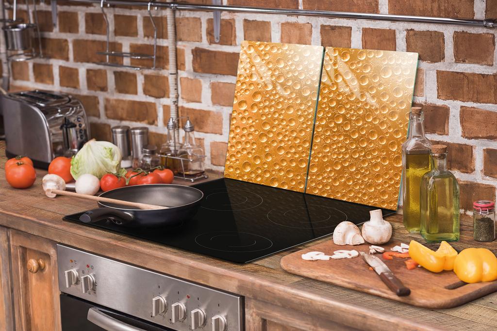 СТЕКЛЯННАЯ ЗАЩИТНАЯ ПАНЕЛЬ ДЛЯ КУХНИ 2x35x52 КАПЛИ