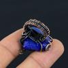 Подарочное кольцо ручной работы из медной проволоки с натуральным лазуритом и драгоценным камнем, размер 4 Z2s57