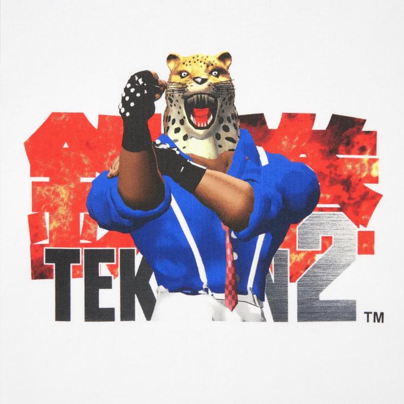 Uniqlo Мужская футболка с принтом персонажа King из коллаборации X Tekken SS24, с круглым вырезом, короткий рукав, белая 470743-00