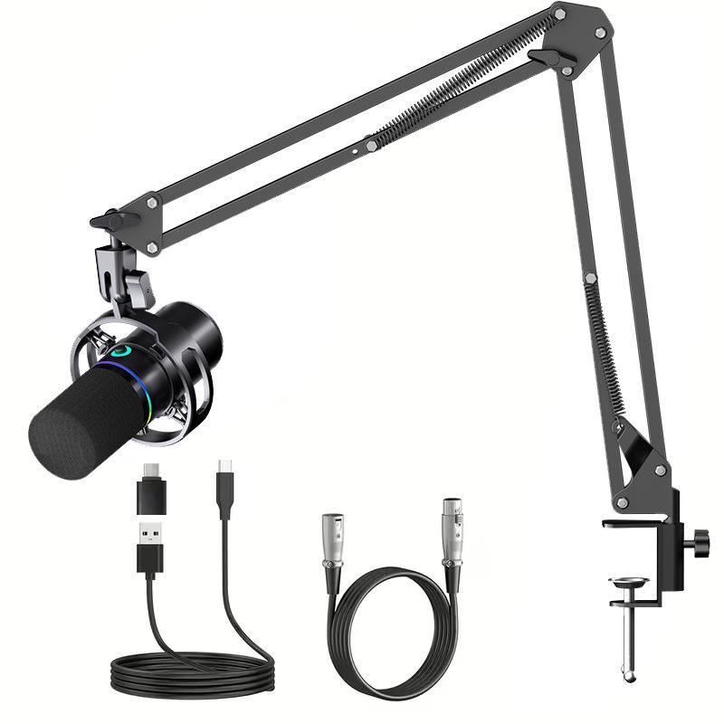 WM8 Динамический USB XLR RGB Микрофон для Настольного eSports и Live Стриминга со Звуковой Картой