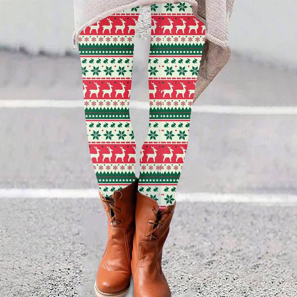 Женские брюки с рождественским принтом, эластичные, мягкие, повседневные, домашние, спальные брюки