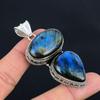 Labradorite Gemstone Pendant Solid 925 Sterling Silver Pendant Jewelry Gift For Unisex
