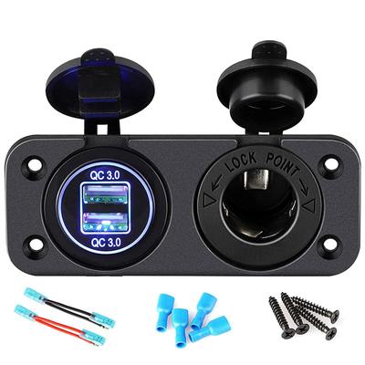 Панель 2 в 1, двойная розетка QC 3,0 USB, автомобильное зарядное устройство, адаптер для розетки 12 В, набор «сделай сам» для RV Golf Cart ATV