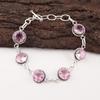 Морганит Драгоценный камень 925 Стерлинговое серебро Ручная работа Регулируемый браслет 7-9" RB-16-7