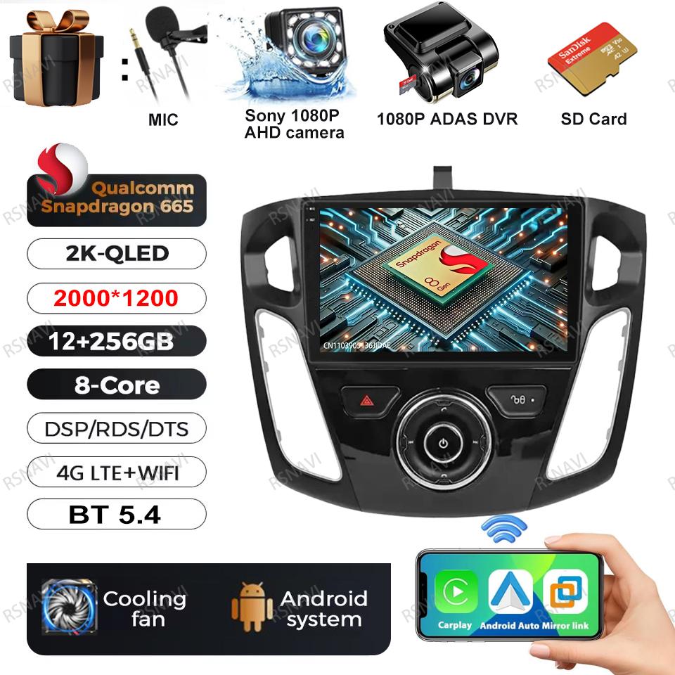 Car Radio Android 16 For Ford Focus 3 Mk 3 2011 2012 2013 2014 2015-2019 GPS 5G WIFI Wireless Carplay Auto Viedo Player 4G LTE