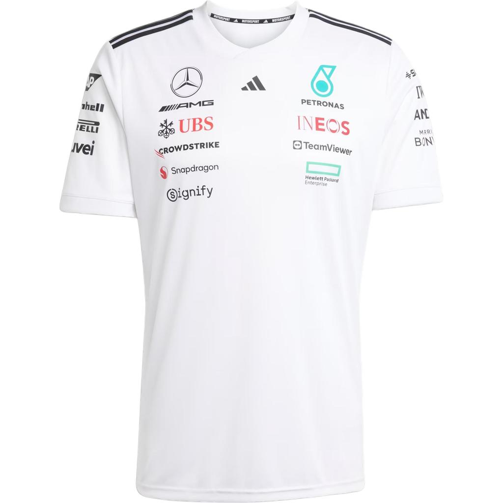 Adidas X Mercedes-Amg Petronas F1 Team Удобная простая мягкая футболка с коротким рукавом для гонок, мужские топы, белые, черные JX5798
