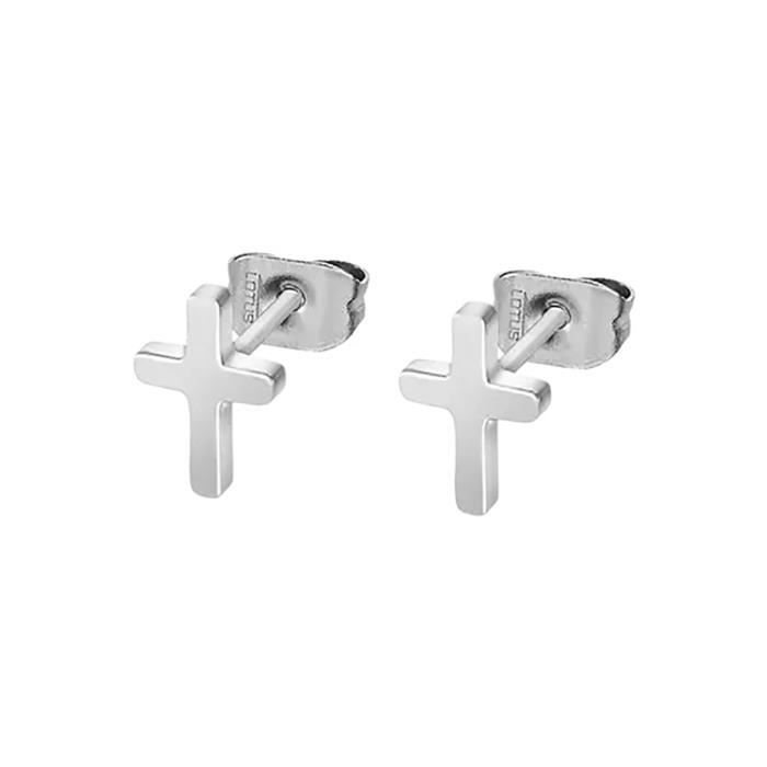 Boucles d'oreilles - LOTUS - Boucles d'oreilles puce - Acier 316L - Couleur Blanc - Femme