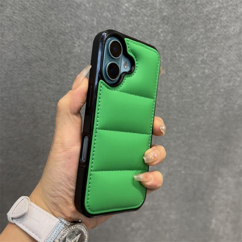 Модный пуховик Чехол-браслет для iPhone 15 16 Pro Max 14 Plus 11 12 13 С ремешком Однотонный Мягкий Ударопрочный Чехол