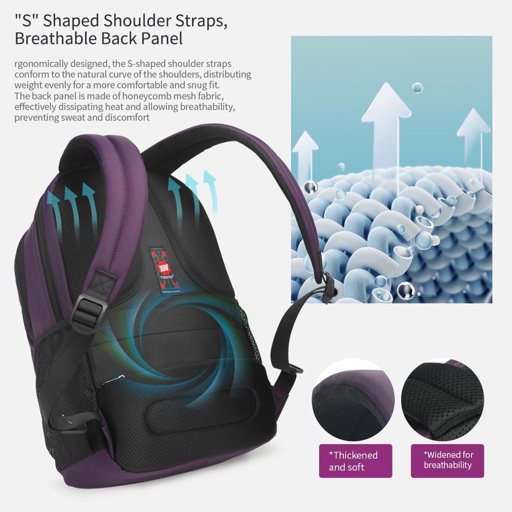 Tigernu Модный женский рюкзак фиолетовый противоугонный 15,6-дюймовый рюкзак для ноутбука женский водонепроницаемый дорожный рюкзак школьный рюкзак сумки