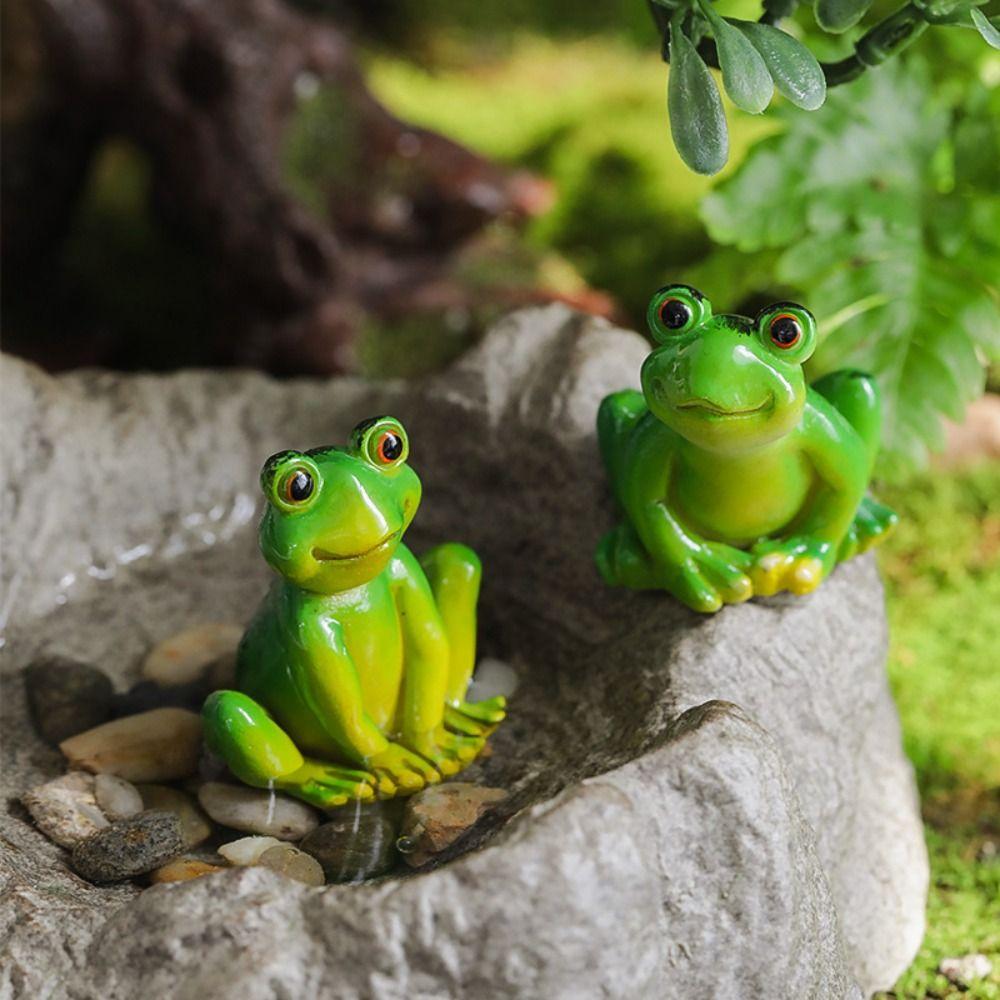 Mini Garden Frog Ornament Resin Micro Landscape Decoration Animal Statue Frog Figurines Patio