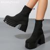 Вязаные женские ботильоны на платформе, сексуальные высокие каблуки, зимняя обувь 2025 года, дизайнерские толстые туфли-лодочки в готическом стиле Botas Mujer