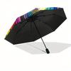 Rainbow Sphere Automatic Folding Umbrella  8 Ribs, Durable Iron Frame, Bright Color Pattern Compact Travel Umbrella, Suitable for Outdoor, B
