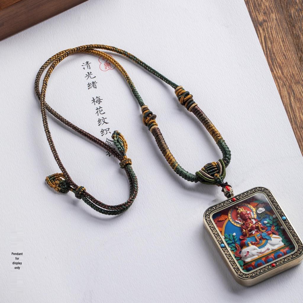 Роскошный плетеный вручную шнурок-подвеска из восьми нитей с нефритом