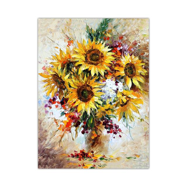 Классическая картина на холсте с подсолнухом, поп-настенная картина маслом, растения, цветы, постеры, принты, фотографии для гостиной, домашний декор