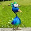 Blue Metal Peacock Sculpture, Patio Flamingo Decorative Ornament, Outdoor Garden Peacock Ornament Crafts