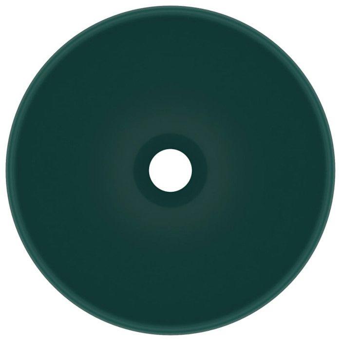 VidaXL Round Luxury Bathroom Sink Countertop Washbasin Toilet Hand Basin Cosmetic Room Interior Matte Dark Green 146970