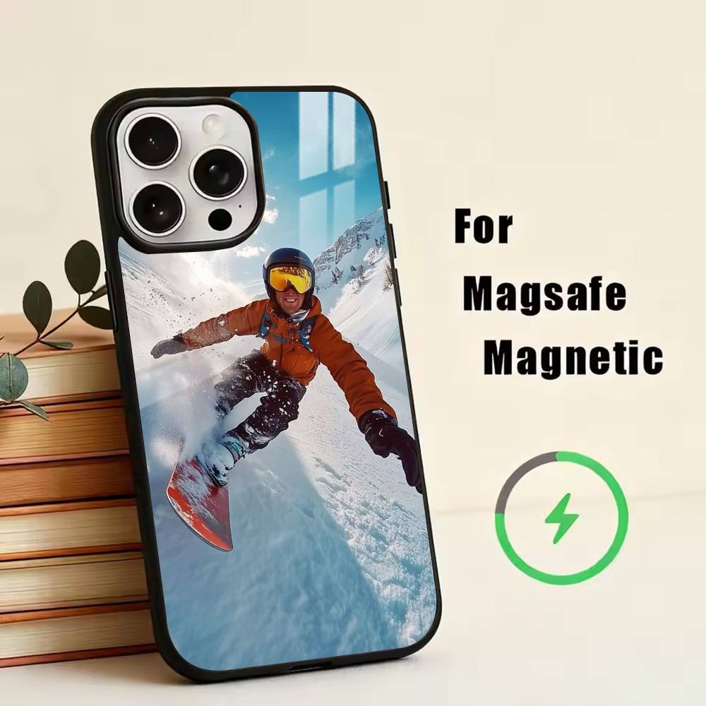 Snow Snowboard Ski -SS  Phone Case For iPhone17,16,15,14,13,12,11 Plus,Pro Magnetic with Magsafe Wireless Charging