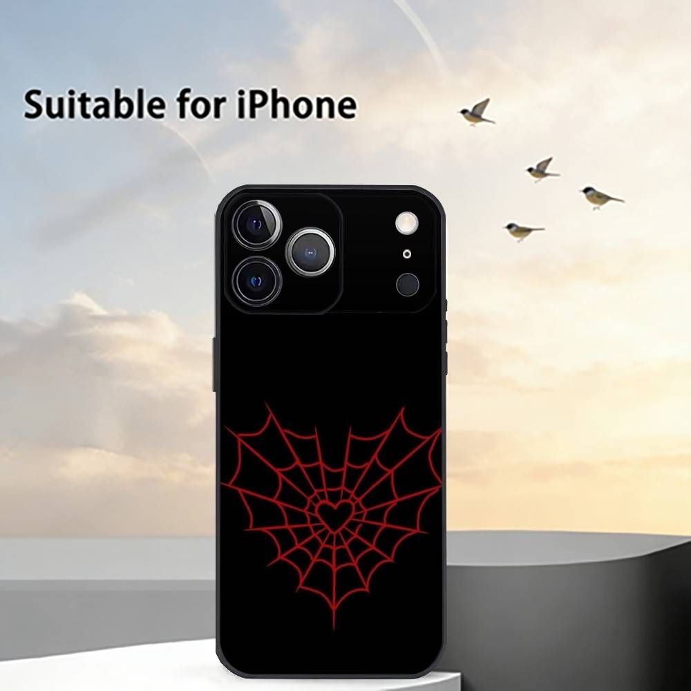 Крутой чехол для телефона в виде паутины и сердца H для iPhone 17, 16, 15, 14, 13, 12, 11 Plus, Pro Max, Другие Мягкий черный чехол