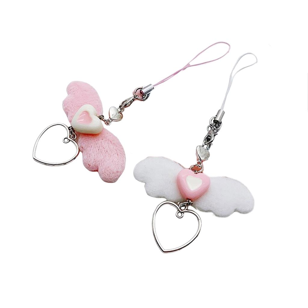 Winged Heart Phone Charm Acrylic Phone Chain Stylish Accessory Angel Wing Phone Pendant Perfect Gift for Women and Girls