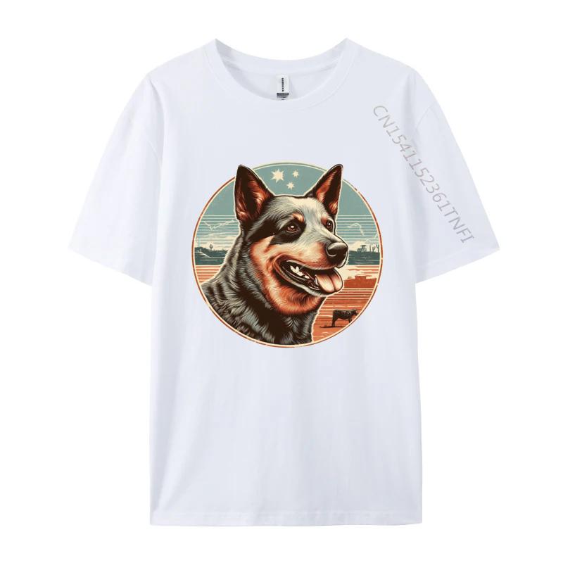 Vintage Australian Cattle Dog Tshirt Dog Lover Tshirt Animal Funny Pure Cotton Tee Shirts Adult Tops Tees