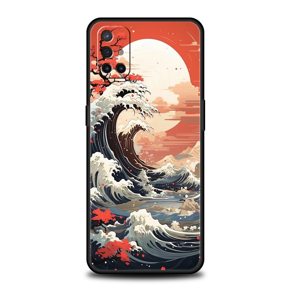 Японский пейзаж Чехол для телефона Для OnePlus 12 11 10 9 8 7 7T Pro 12R 10R 9RT 9R 8T Nord N100 N200 N10 2T CE 2 5G Мягкая Черная Крышка