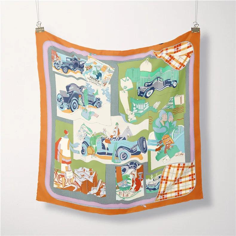 Luxury Print Silk Square Scarf Women Spring Neck Tie Shawl Wraps Female 53cm Hair Hand Wrist Headkercheif Hijab Bandana