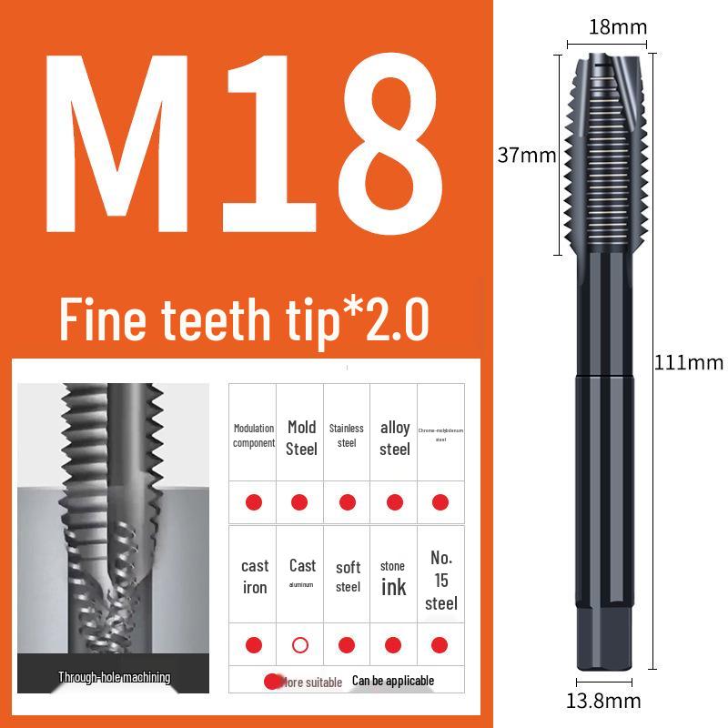 65° Машина для азотирования Спиральный метчик для нержавеющей стали, Размеры M3-M12