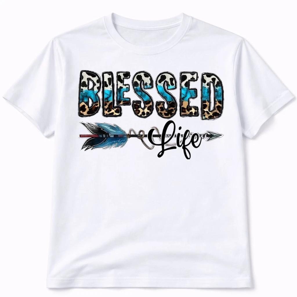 Blessed Life Graphic T Shirt Trendy Boutique Style Tee Womens Gifts White
