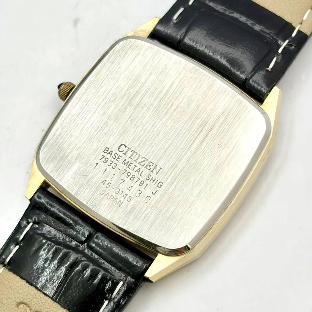 Б/у [Новая батарейка] Мужские часы CITIZEN EXCEED Золотые Прямоугольные 7933-798791 1117430 Новый ремешок