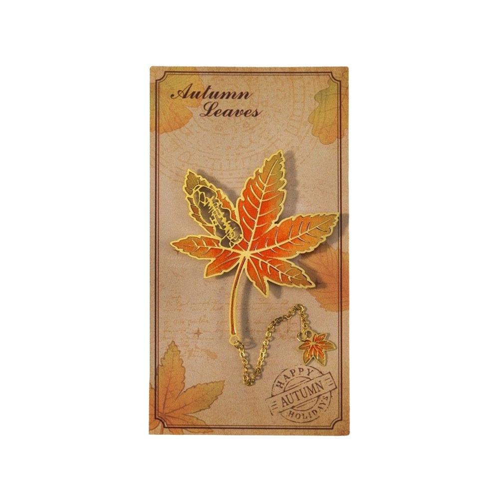 Apricot Leaf Metal Ruler Bookmarks Maple Leaf Pagination Mark Book Marking  Reading Accessory