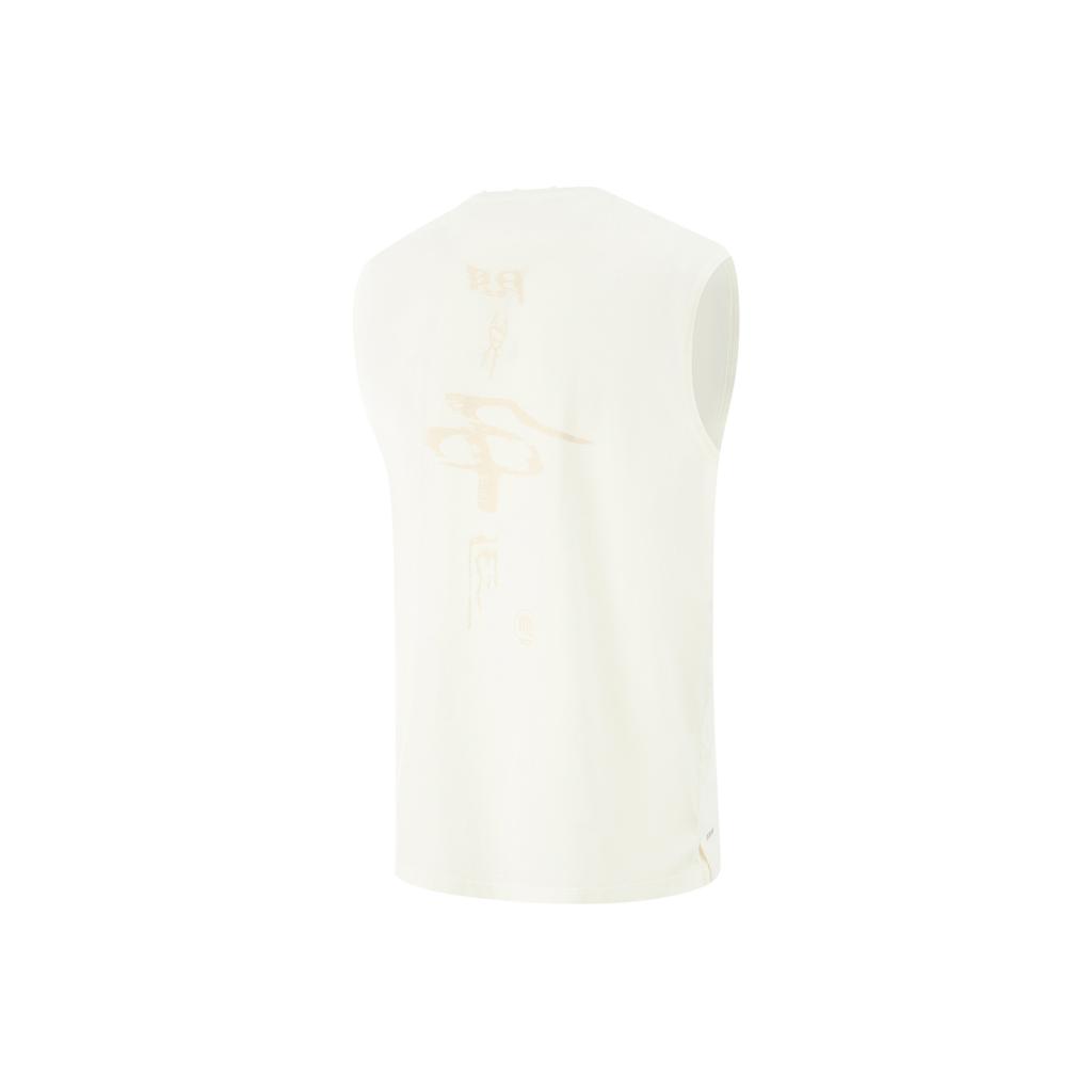 Li Ning Bad Five Letter Круглый вырез Удобный Дышащий Универсальный Жилет без рукавов Мужские топы Молочно-белый AVSV177-1