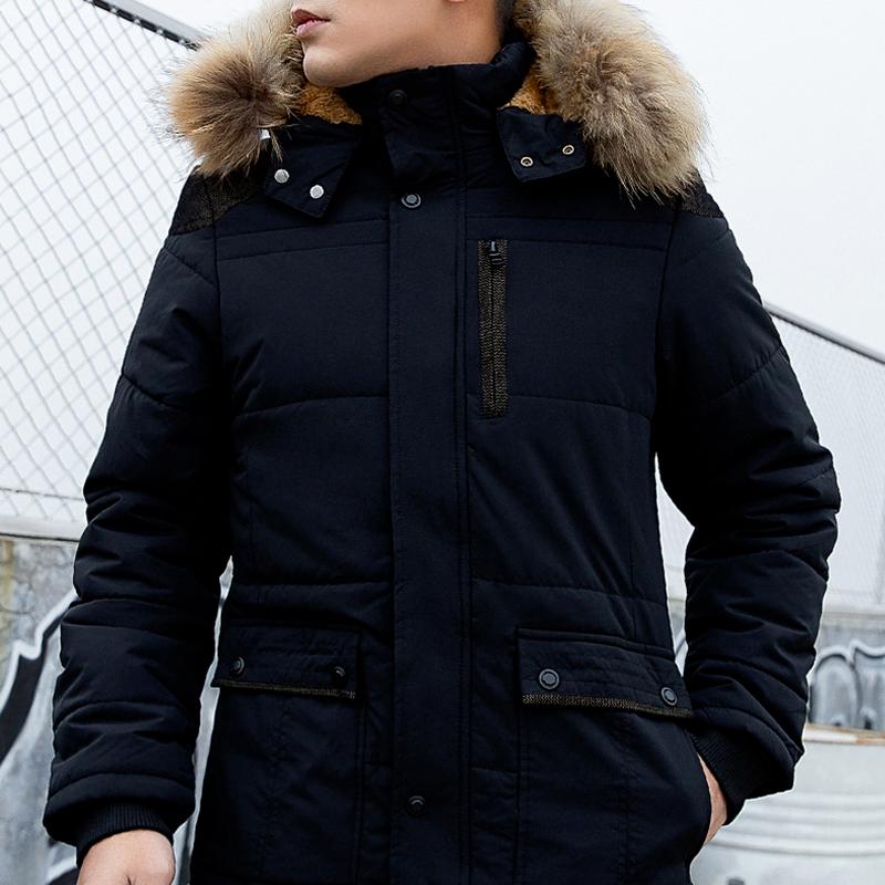 Autumn/winter Youth Casual Mid-length Cotton-padded Jacket Men's Winter Plus Velvet Padded Jacket Jacket Cotton-padded Jacket Trendy Men