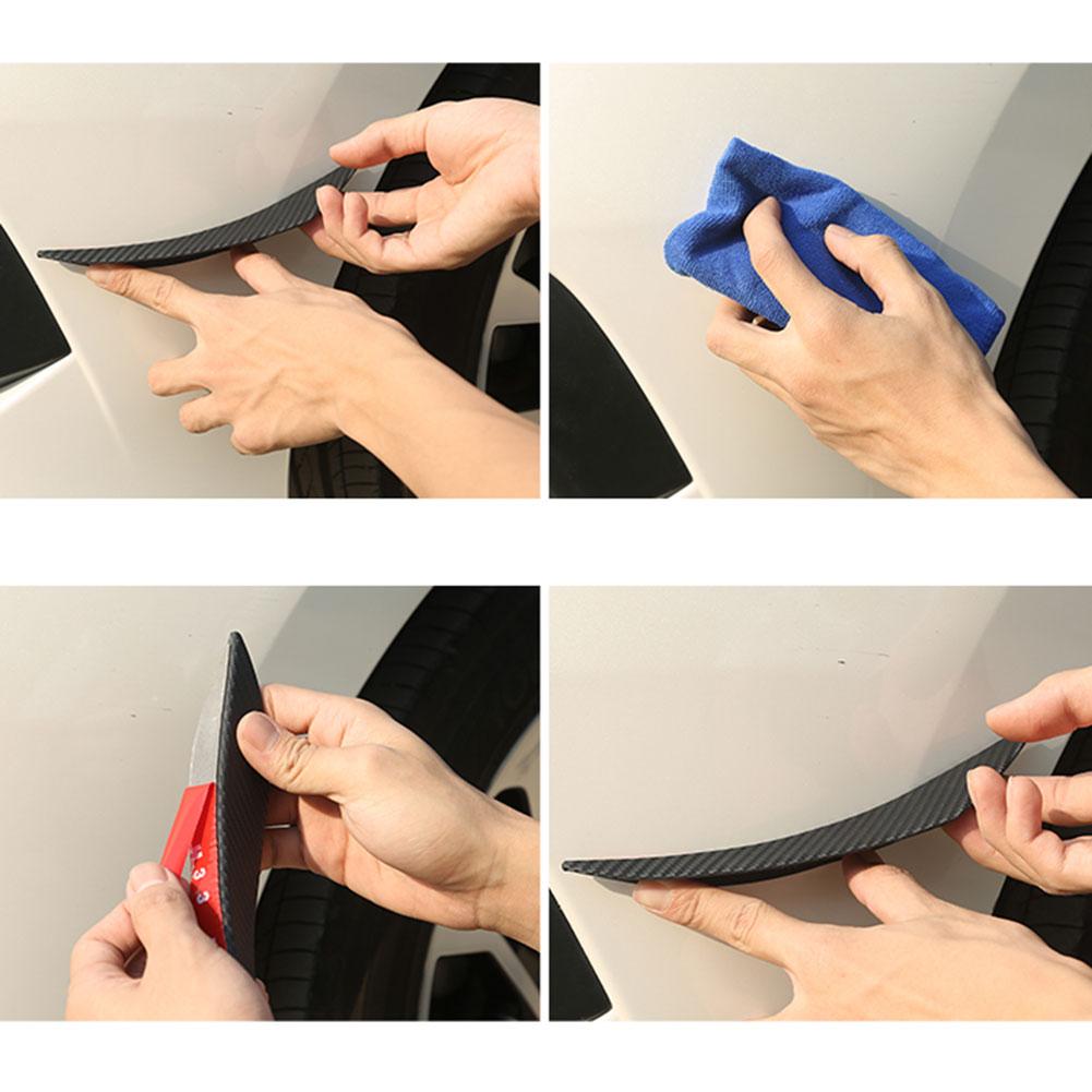 6PCS Black Carbon Fiber Styling Car Accessories Auto Front Bumper Lip Rubber Fin Splitter Spoiler Canard Valence Body Sticker