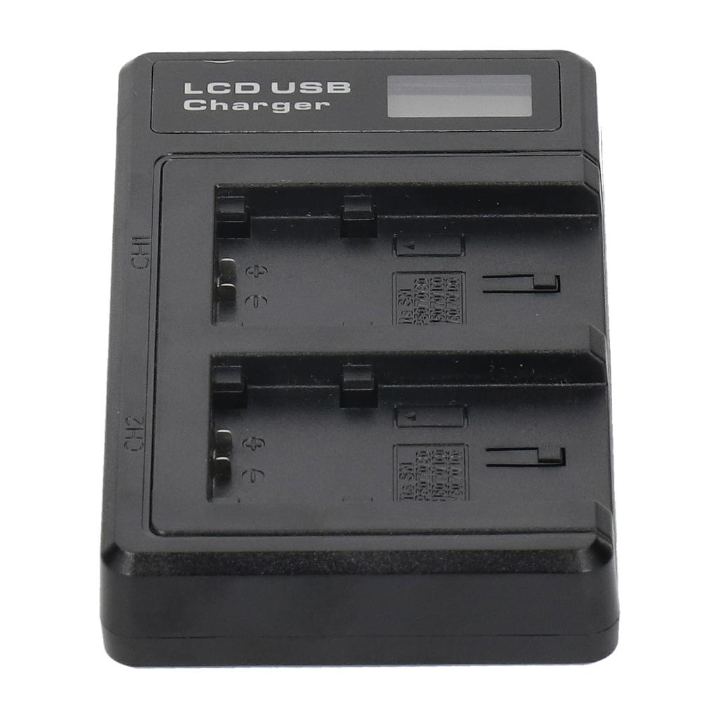 Plastic Battery Charger with LCD Display Camera Battery Double Charging for NP‑FV100