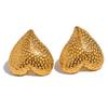 Yhpup Fashion Stainless Steel Heart Romantic Metal Individual Stud Earrings High Quality Charm Waterproof Stylish Jewelry Gift