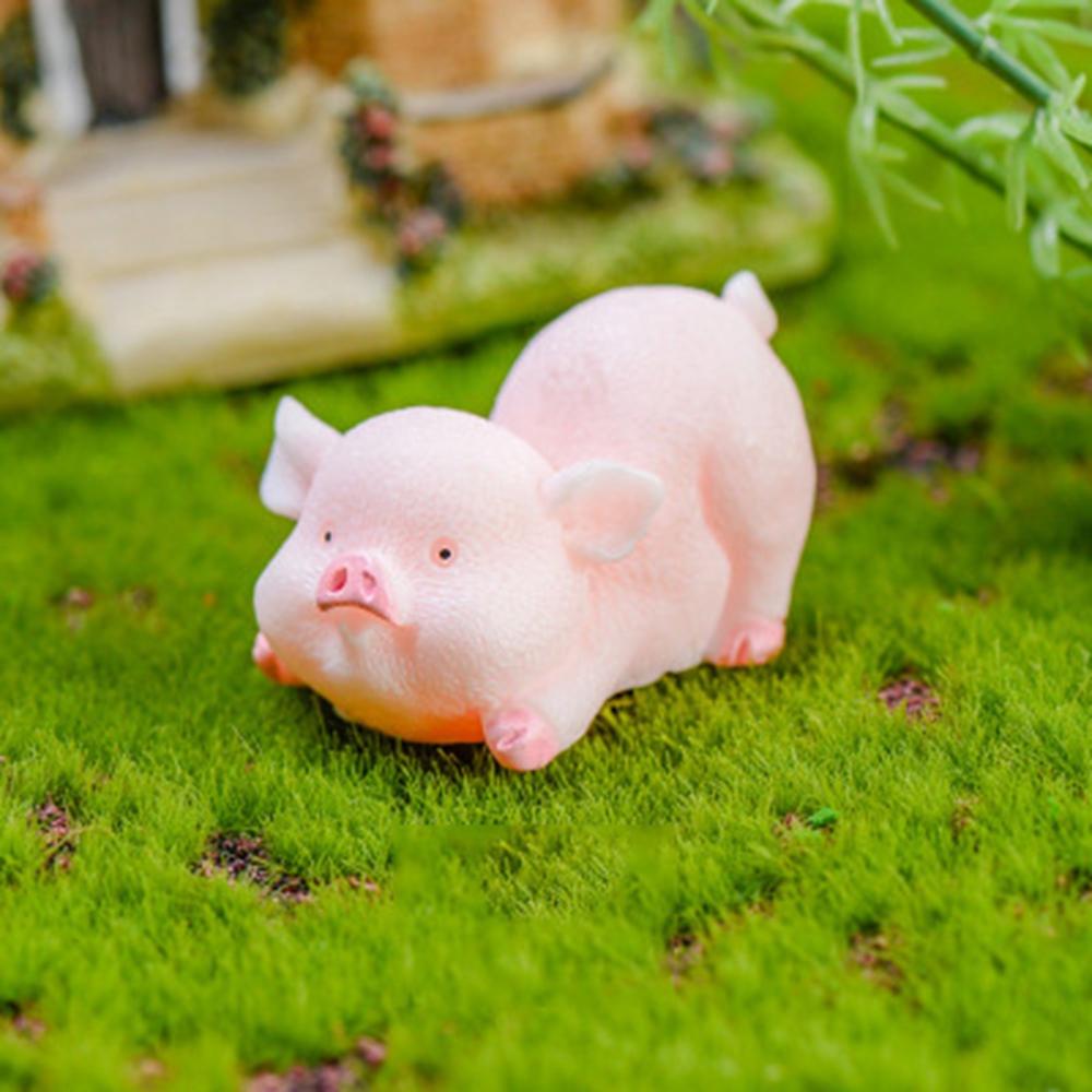 8pcs DIY Animal Statue Pink Pig  Model Dollhouse Accessory Micro Landscape Decoration Resin Craft Pig Miniature